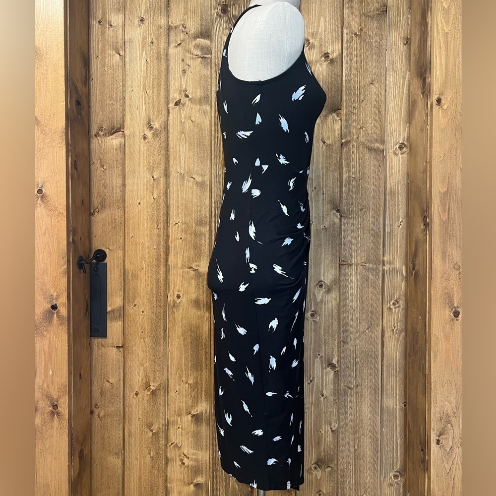 Nine Britton Small Bodycon Sleeveless Faux Wrap Midi Dress Black - Picture 4 of 8